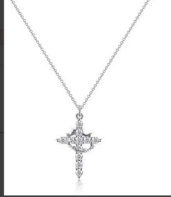 Crown Cross Necklace – Y-Chain Clavicle Necklace with Crown & Cross Pendant