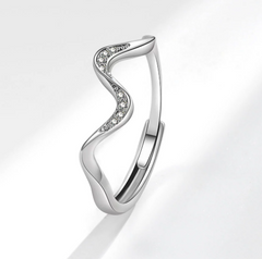 Water Wave Crystal Ring – Silver Electroplated Copper Fashion Ring