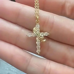 Crown Cross Necklace – Y-Chain Clavicle Necklace with Crown & Cross Pendant