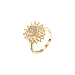 Sunflower Rotation Ring for Anxiety Relief – Spinning Fidget Ring in Silver & Gold