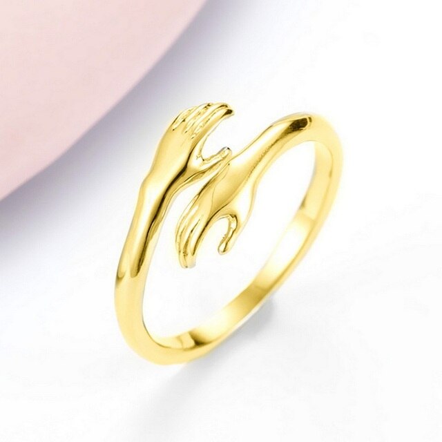 Love Hug Ring – Adjustable Embrace Ring in Silver & Gold
