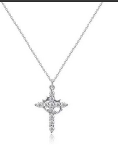 Crown Cross Necklace – Y-Chain Clavicle Necklace with Crown & Cross Pendant