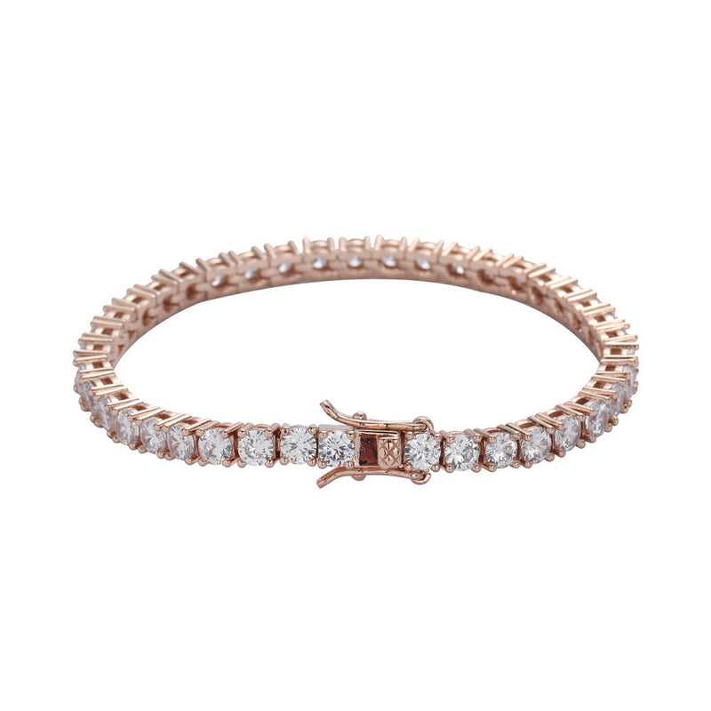Tennis Chain Bracelet – Copper Zircon Single Row Hip Hop Bracelet in Gold, Silver & Rose Gold