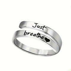 Just Breathe Spiral Heart Ring – Adjustable Stainless Steel