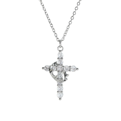 Crown Cross Necklace – Y-Chain Clavicle Necklace with Crown & Cross Pendant