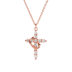 Crown Cross Necklace – Y-Chain Clavicle Necklace with Crown & Cross Pendant