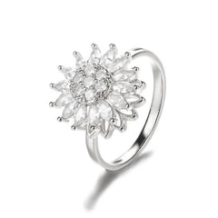 Sunflower Rotation Ring for Anxiety Relief – Spinning Fidget Ring in Silver & Gold